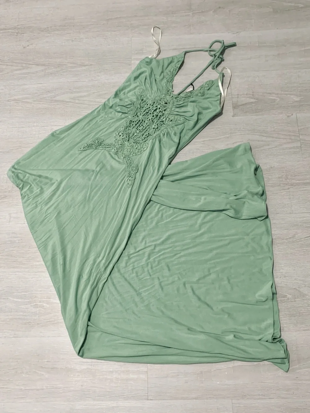 Sky Brand Gozma Crochet Maxi Dress Moss Green/Sage Small NWT - Picture 4 of 14